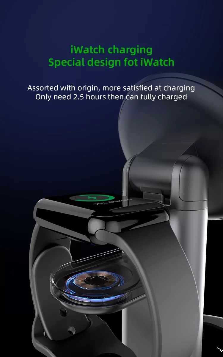 Magnetic 15W ABS Wireless Charging Station For IPhone Airpods Apple Watch