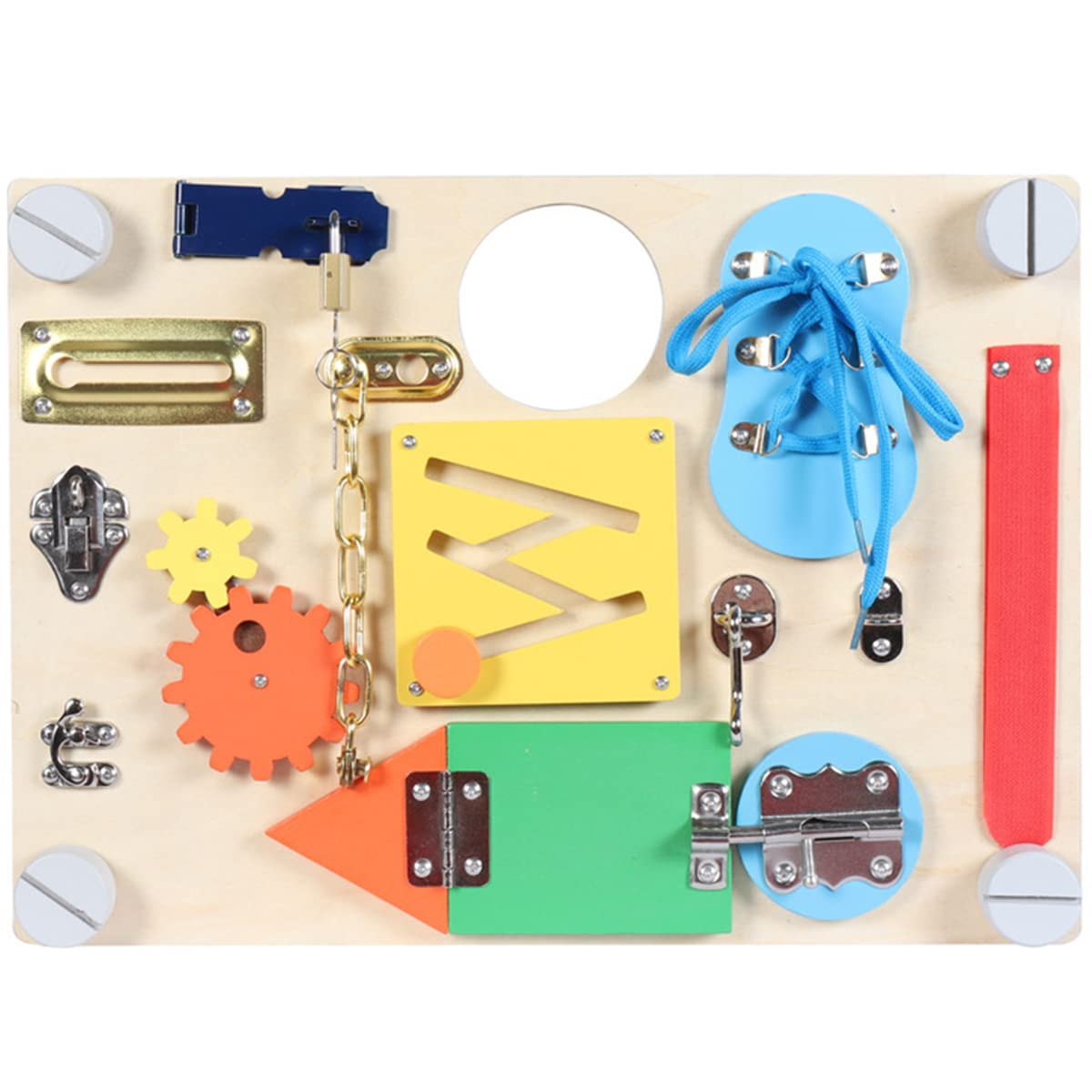 Beech Wood Double-sided Educational Activity Board for Kids Learning Wooden Sensory Toy