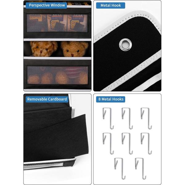 JARLINK 2 Pack 5-Shelf Over Door Hanging Organizer, Foldable Wall Mount 4 Big Pocket Large Capacity Storage with PVC