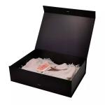 Deboss Clothes Packaging Box Biodegradable Black Magnetic Gift Box SGS