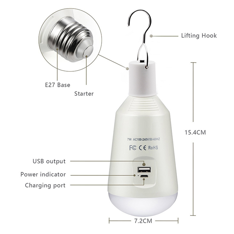 Outdoor LED Solar Bulb Portable Solar Lamp Moving Hanging Emergency Energy Saving Camping Tent Light Solar Lighting