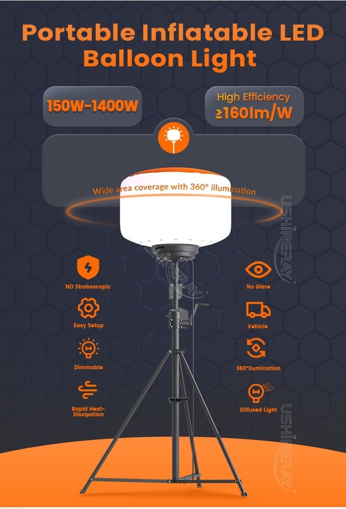 Versatile Portable Work Light 700Watt Balloon LED Light Tower For Road Maintenance