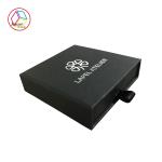 Black Jewelry Paper Gift Box Silver Foil Stamping Textured Surface