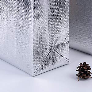 Golden pac Bling Bling Glossy Durable Reusable Medium Non-woven Gift Bag Set Of 5,Shopping Bag,Promotional Bag Silvery