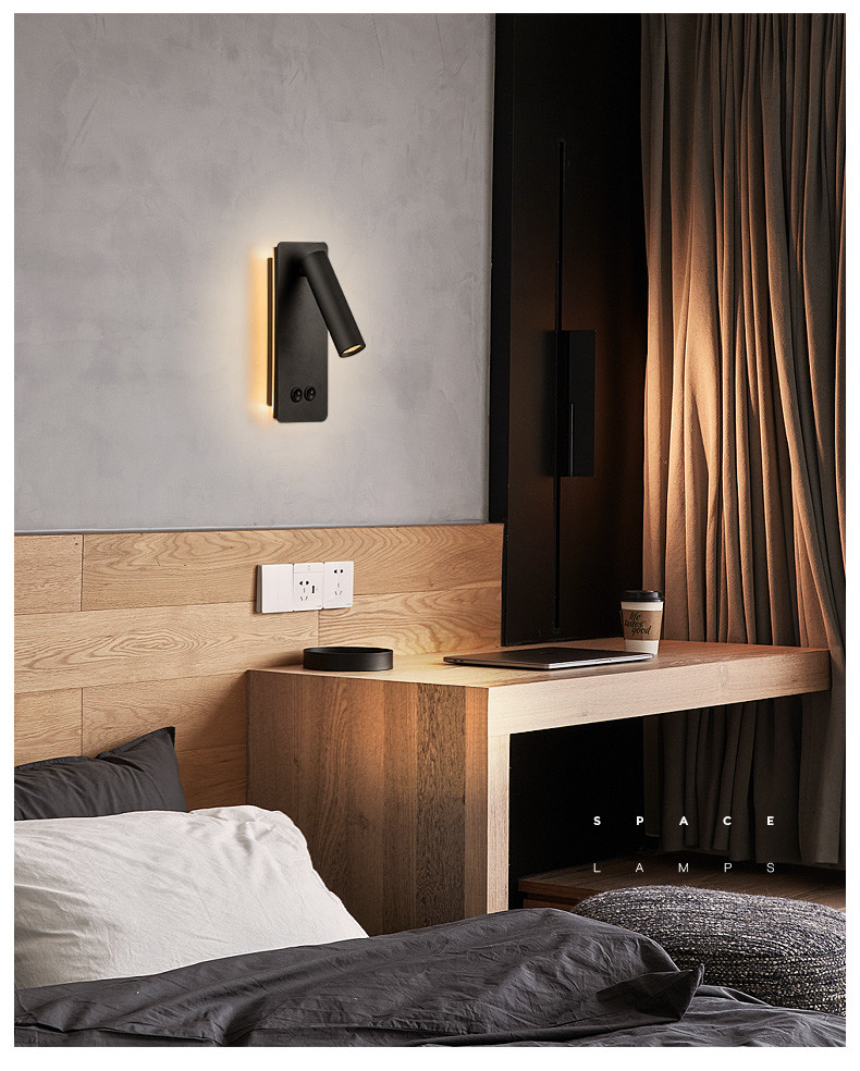 Reading Wall Lamp Reading room 3W Bedside Bedroom ambient lighting book Room Lighting hotel Fixture Sconce For villa