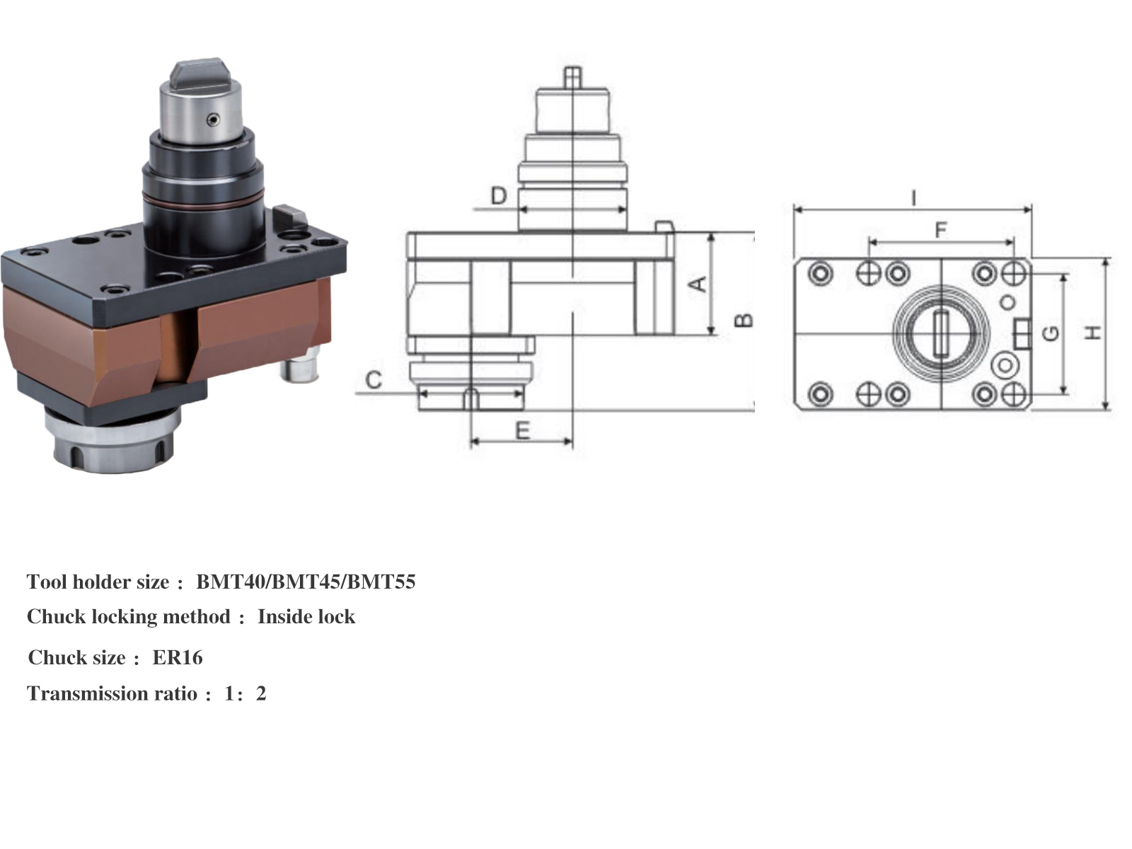 BMT40/BMT65 bmt Tool Holders Lathe Live Tooling Holders CNC Machine Accessory Double Head