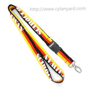 China Colored yarn woven striped rainbow lanyards, printed logo dyed yarn woven stripes lanyard, wholesale
