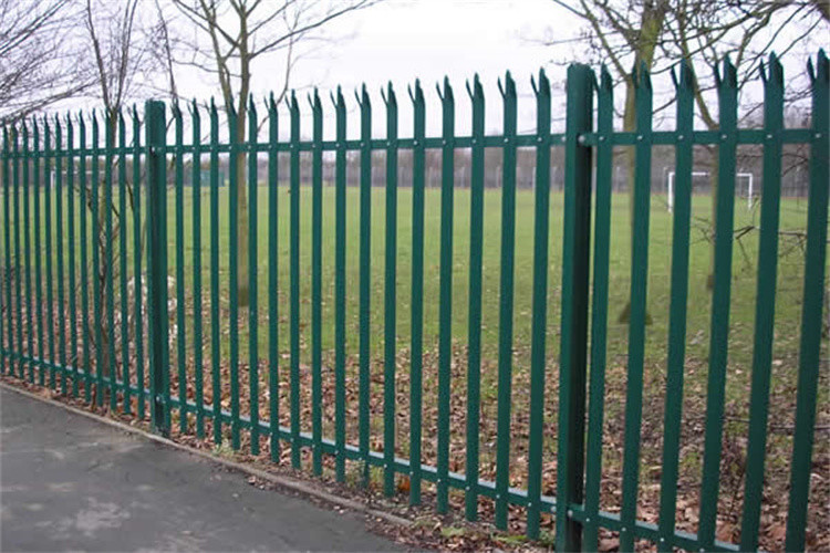 Heavy Duty UK Market W Pale Galvanized Coated Black Steel Palisade Fencing Round Shape
