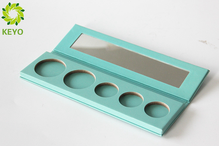 Green Paper Empty Eyeshadow Palette Rectangle 5 Pans Type With Mirror