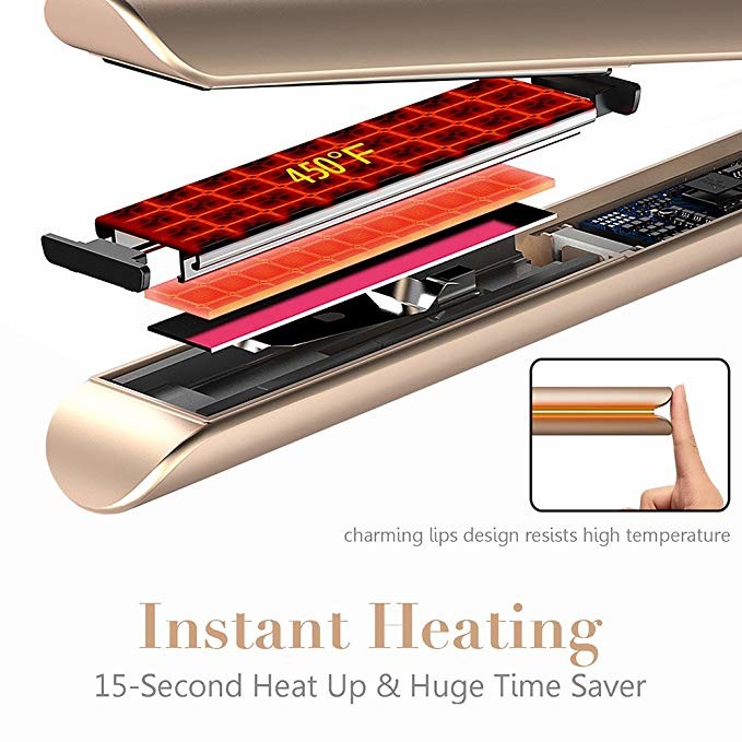 Gold Tourmaline Ceramic Flat Iron Professional Hair Straightening Machine