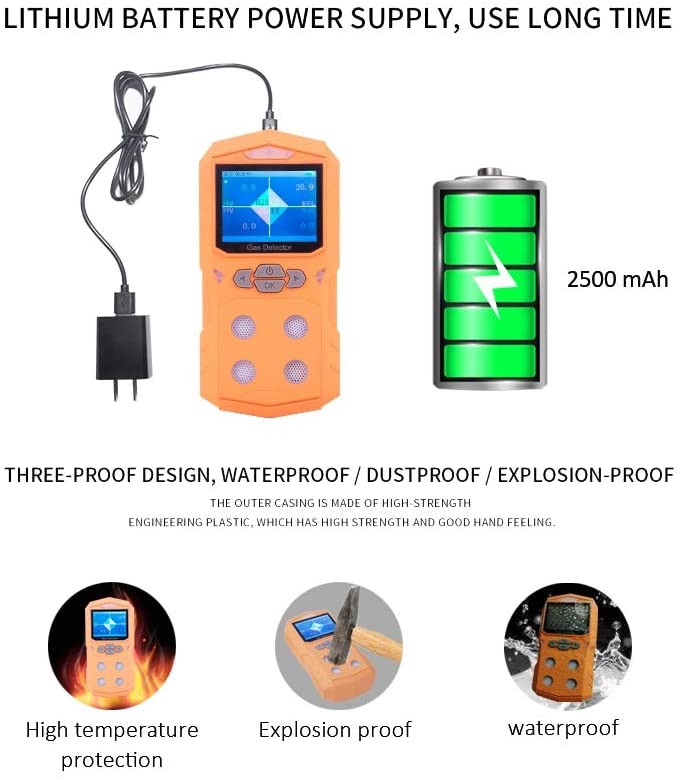4 In 1 Colorful Portable LEL Gas Detector With Hose / Probe