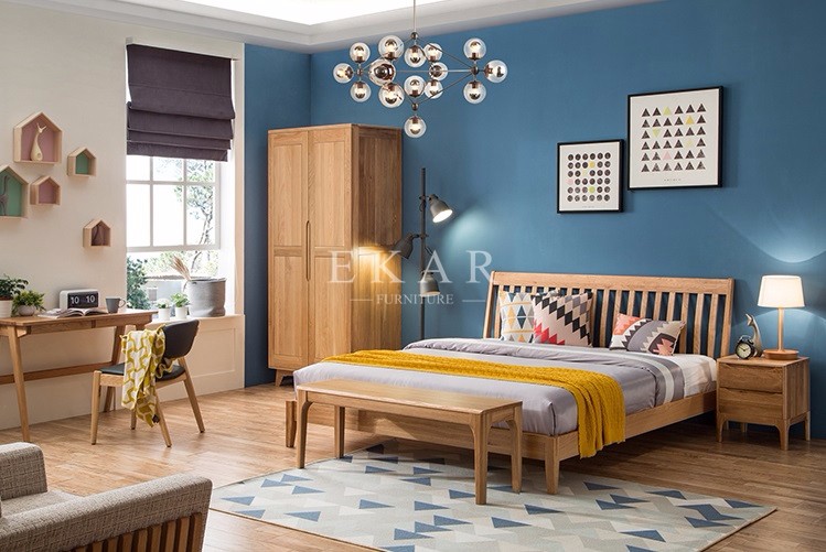 New Modern Design King Size Solid Wood Wooden Furniture Double Bed