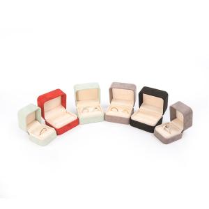 China Wholesale High End Jewellery Packaging Ring Box Custom logo Jewelry Packaging Luxury Double Wedding Engagement Velvet Ring Box wholesale