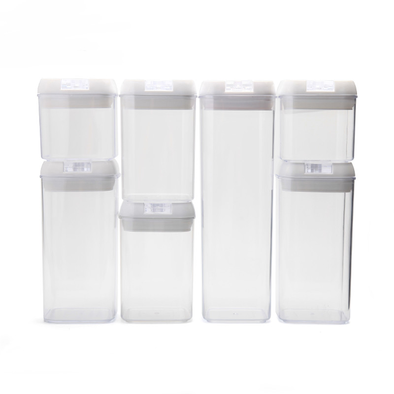 Popular Customized Eco-Friendly 7 Piece Set Airtight Plastic Dry Food Storage Containers