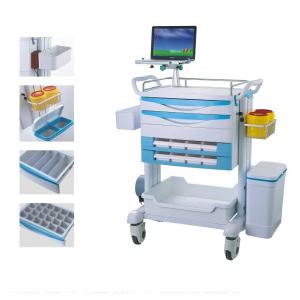 China Luxury Patient Resuscitation Crash Cart Hydraulic Wheels Manual Trolley wholesale
