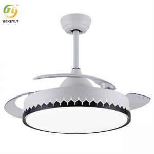 China 72W 42 Inch Retractable Blades Smart Black Ceiling Fan Light LED Metal Acrylic wholesale