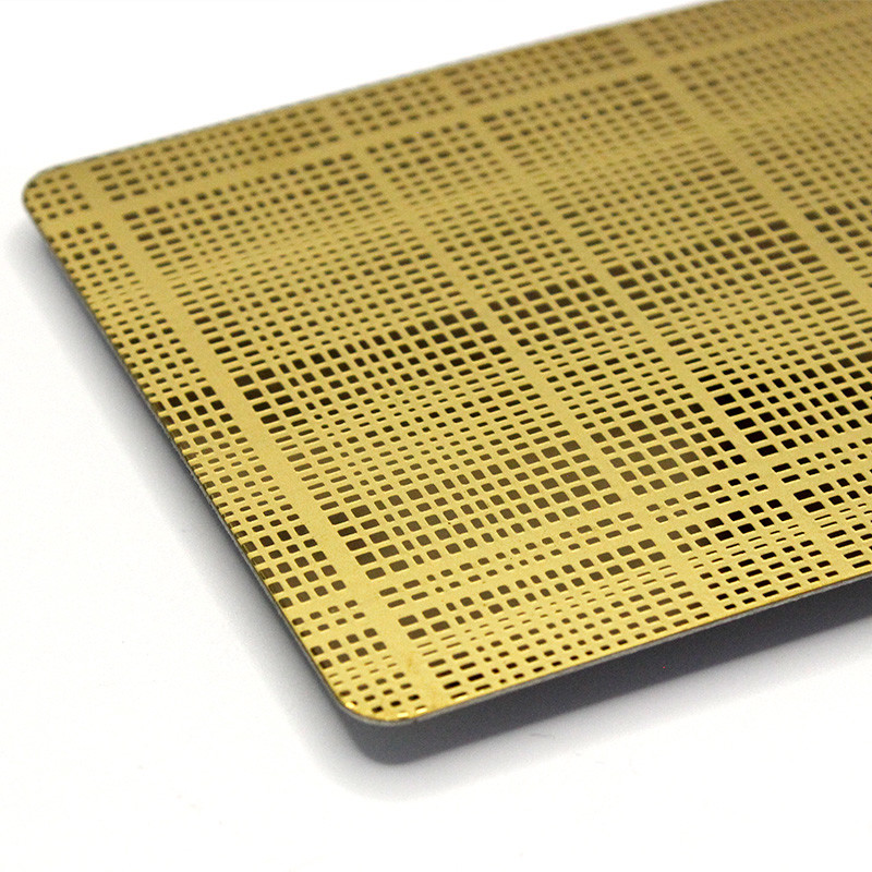 8K Mirror Etched Gold Color Art Stainless Steel Decorative Sheet 4FT X 8FT For Interior Wall