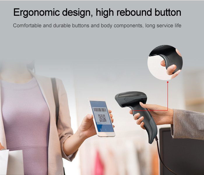 Wireless Bluetooth 2D Barcode Scanner Fast Decoding For Supermarket Store / Grocery Store
