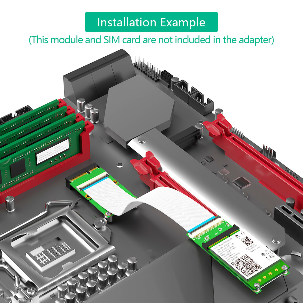 Mini PCI-E 52Pin To MPCIe Wireless Adapter Card With 1 SIM Slot FPC Cable For Test Wifi Module Or 3G 4G LTE WWAN Modem