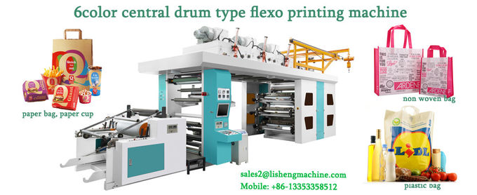 6color high speed Central drum type Kraft Paper Thermal Paper Coated Paper flexographic printing machine