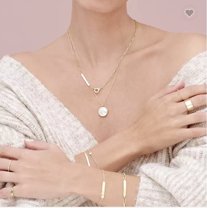 L Word Design Double Ring Bracelet 18k Stainless Steel Gold Bangle