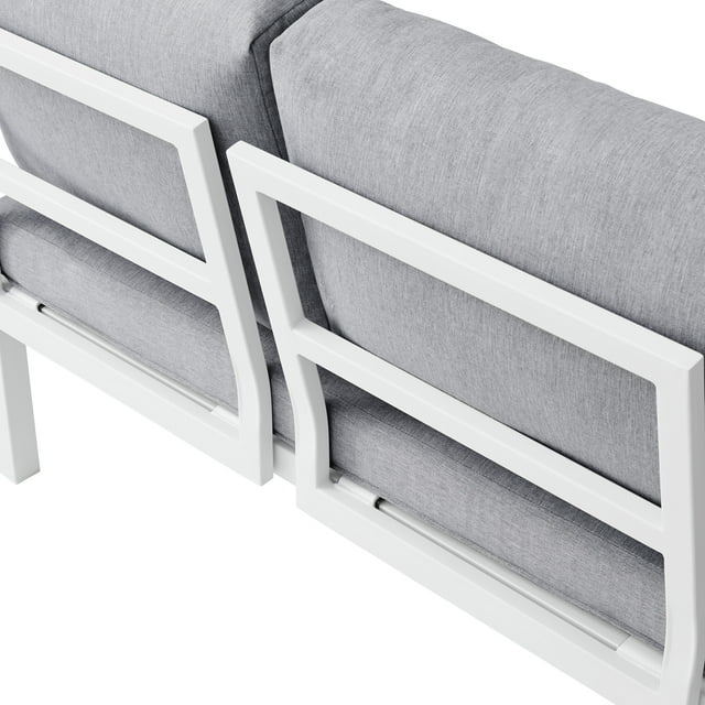 Outdoor Furniture L Shape Sectional Sofa Plastic Teak Wood Corner Lounge Set for Deck