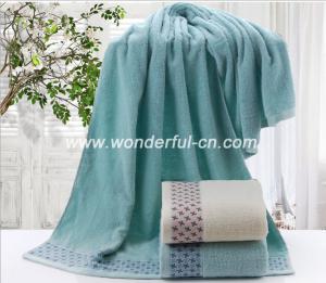 China Customized soft holiday big blue bath towels with dobby wholesale