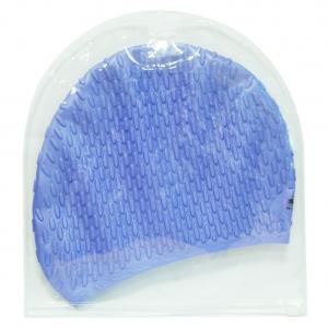 China Light Blue Long Hair Swim Caps With Premium 100% Silicone Materials , Long Lasting wholesale
