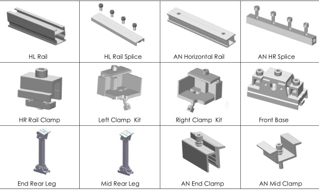 Ballasted Aluminium Solar Panel Mounting System / Flat Roof PV Mounting Structures