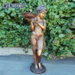Customized outdoor garden decoration, life-size bronze statue of a bird feeding