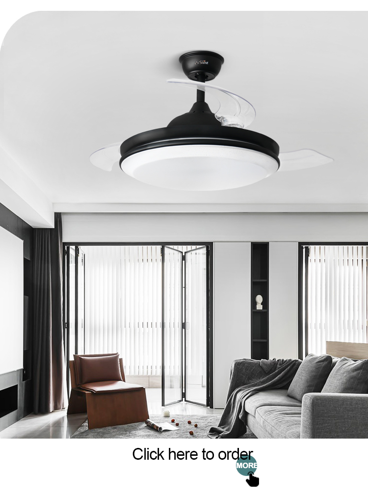 230V Decorative Lighting Retractable LED Ceiling Fan with Dimmer Support 42 Inch Size