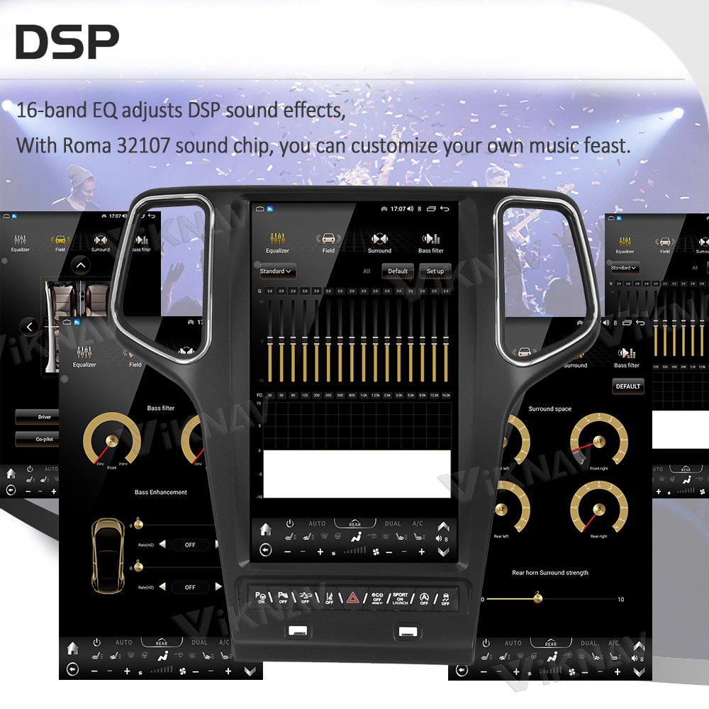 Viknav Car Radio For Jeep Grand Cherokee (2014-2019) 14.4 inch Android 13 Auto Stereo GPS Navigation Wireless Carplay