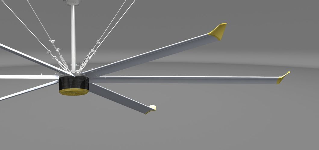 Best Selling Industrial Hvls Ceiling Fans with Gearbox Motor or Pmsm Motor Configured as Air Blower for Workshop Ventilation and Cooling