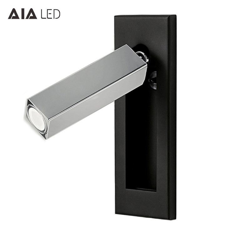 Rotating Recessed mounted bed sides light 3W led bed lighting reading light bed head wall lamp