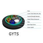 48 Duct Gel Filled Fiber Optic Cable , G652d FRP Outdoor Armored Fiber Optic