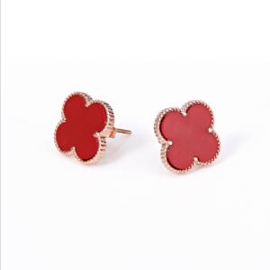 China Four-leaf clover shape Acrylic stainless steel earrings Titanium steel hypoallergenic color earrings wholesale