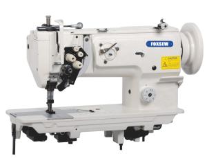 China Twin Needle Unison Feed Walking Foot Heavy Duty Leather Sewing Machine with Split Needle Bar wholesale