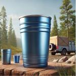 Dishwasher Safe 16oz Metallic Blue Aluminum Camping Cup Lightweight Durable