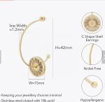 Love Heart Abalone Shell Dangle For Women Hoop Earrings Germanium Energy