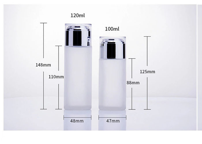 Round Cosmetic Glass Bottles / Glass Lotion Bottles With Pump