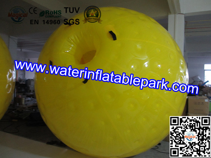 Yellow Giant Inflatable Zorb Ball For Adults , Rolling Inflatable Ball