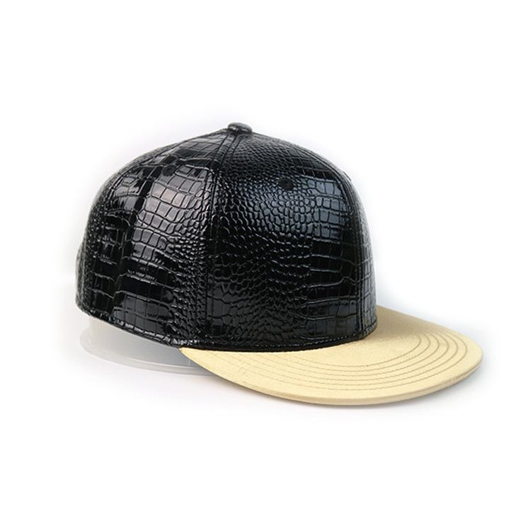 3D Embroidery PU Flat Brim Snapback Hats / Hip Hop Fluorescent Cap