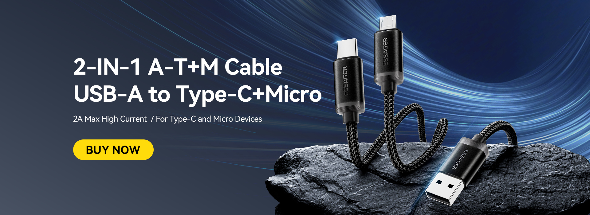 USB A To USB C 2 In 1 Micro Charging Cable 40W 1.2m ES-X60 Series