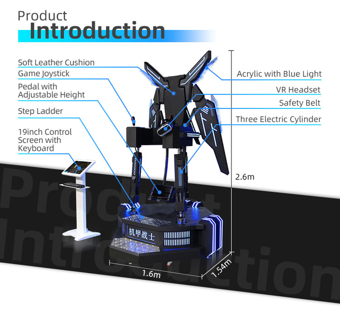 1.5kw Flying VR Flight Simulators Shopping Mall Standing Motion Game Machine