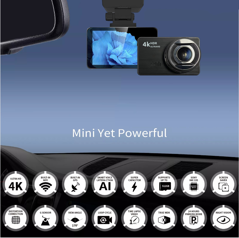 4K WiFi IMX335 Hidden Car Dash Cam Inside And Outside 1080P 170 Degree