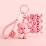 Cartoon Animal Pendant Key Ring Silicone Keychain in Various Colors for Women
