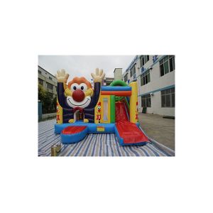 China PVC Tarpaulins Waving Smiling Clown Inflatable Bouncer Combo With Customized Logo wholesale