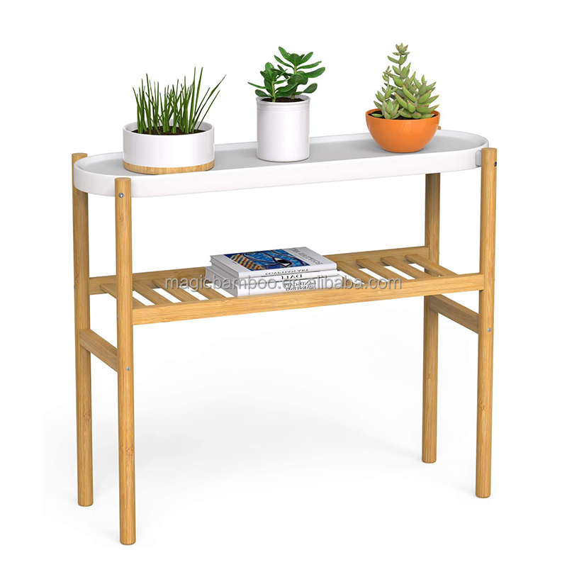 Multi-Tier Bamboo Plants Rack for Big Space in Simple Design Home Storage Holders