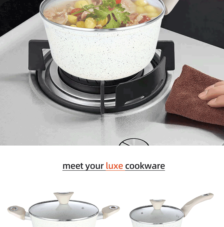 Multifunction 11 Pcs Medical Stone Non Stick Pot Set Cookware Set Aluminum Cooking Pot Set