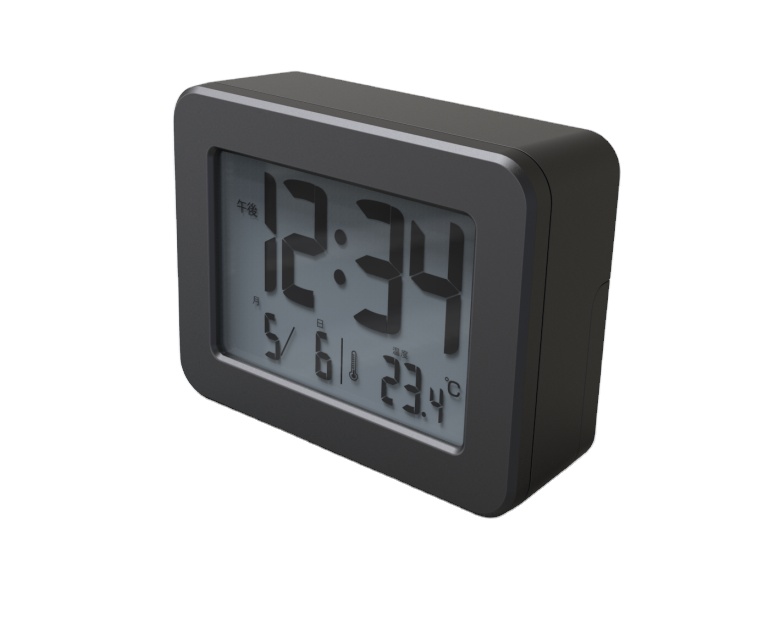 Battery-Operated Multifunction LCD Alarm Clock with RC Time Sync and Temperature